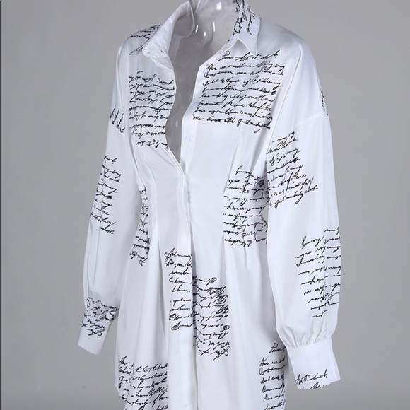 Host Pick 🌟 White Letter Print Shirt Dress - Picture 6 of 8